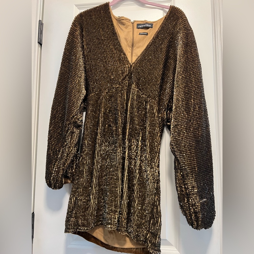 Retrofete authentic sequin dress gold size medium worn once